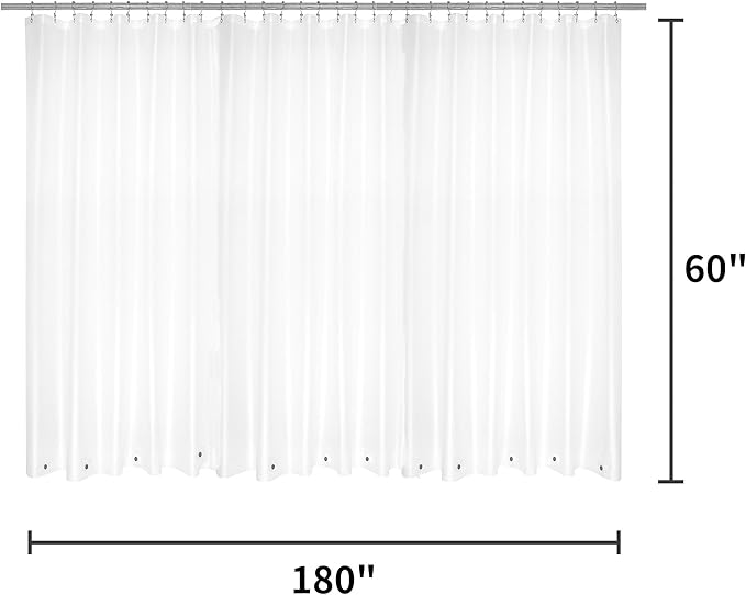 Barossa Design Clawfoot Tub Shower Curtain Liner with 12 Magnets - 180" W x 60" H Short PEVA Shower Curtain Wrap Around for Bathroom, Waterproof PVC Free & Metal Grommets - Frosted, 180x60