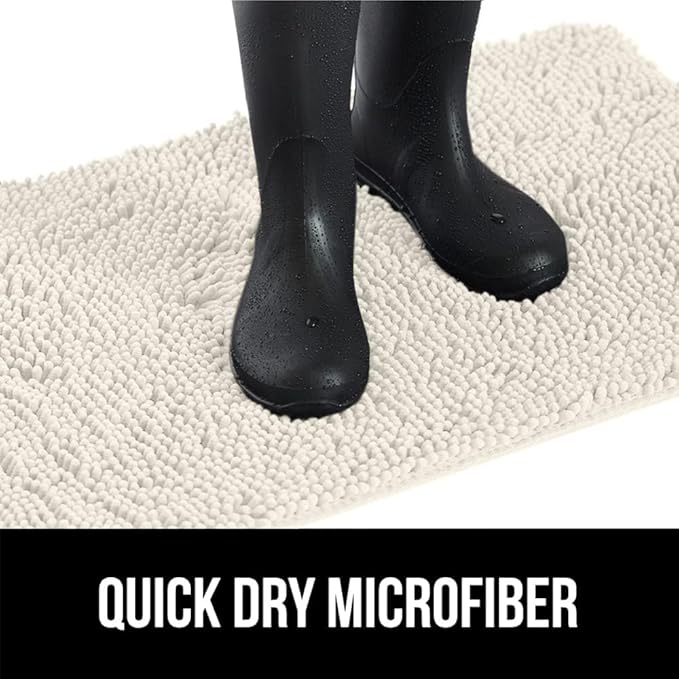 GORILLA GRIP SoakSTOPPER Dog Door Mat, 48x30 Machine Washable Rug Absorbent Doormat Captures Moisture Mud Dirt, Quick Dry Soft Chenille Entryway Rugs Indoor Entrance Mats for Dog Paws, Cream