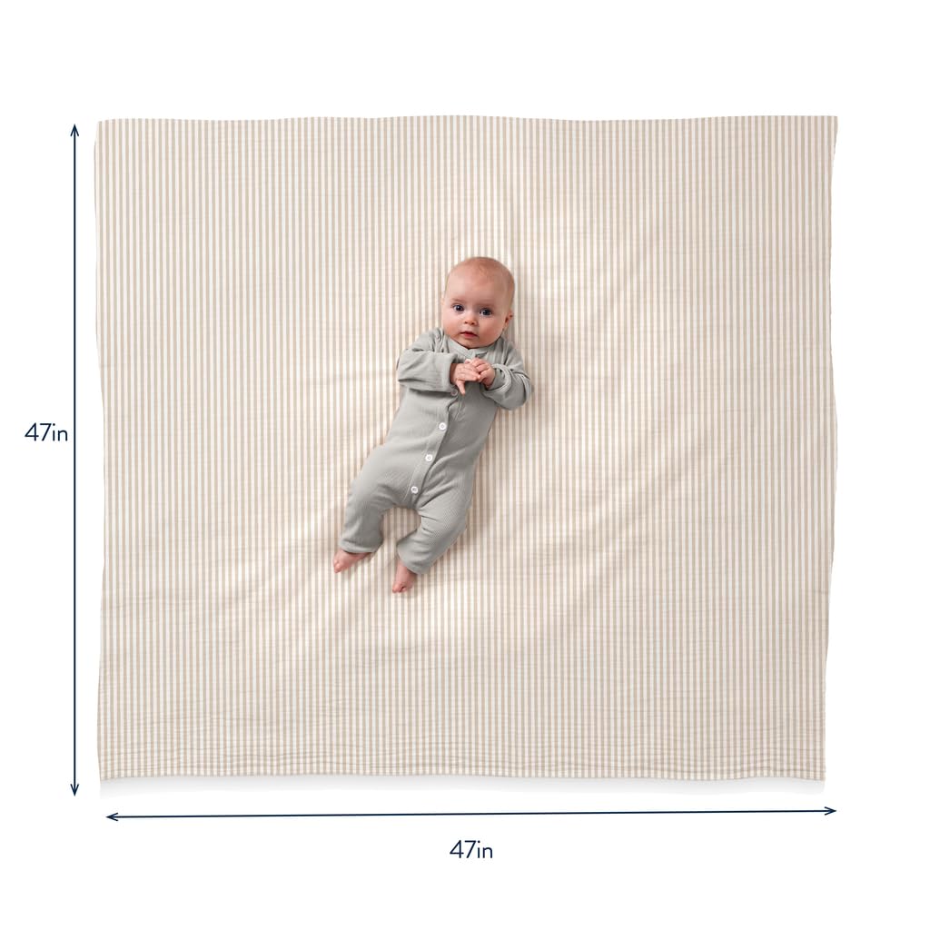 Itzy Ritzy Breastfeeding Boss Multi-Use Cover – A Nursing Cover, Swaddle, Car Seat Wrap, Tummy Time Mat & Burp Cloth All in One – Made of Soft Muslin Fabric & Measures 47” x 47” (Taupe Stripe)