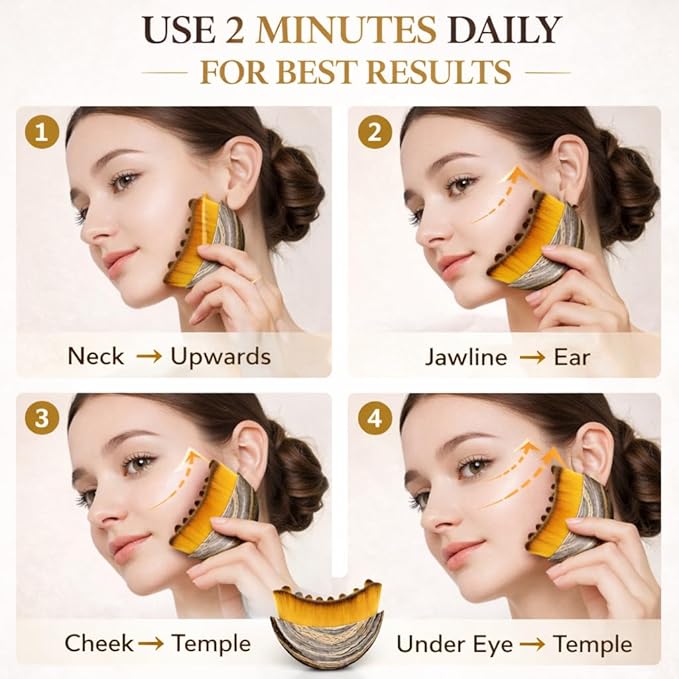 Lymphatic Contour Face Brush Lymphatic Drainage Face Brush for Jawline Sculpting & Double Chin Reduction, Soft Bristle Facial Dry Brush for Face & Neck, Anti-Puffiness Contour Massage Tool