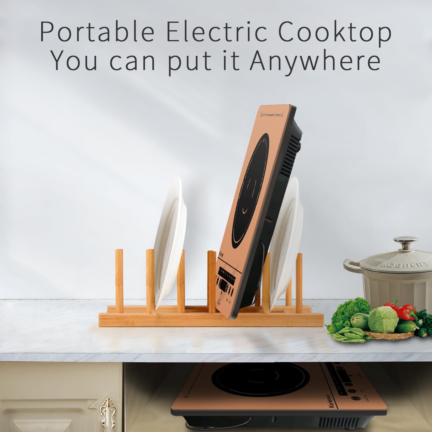 Karienvir Single Burner Electric Cooktop, Portable Electrics Stove 110v with plug, Touch Stove Electric with Safety Lock, Timer, Kitchen Cooking Cooktop With 9 Power Levels, 1800W(orange)