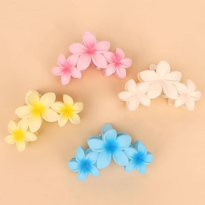 Ondder 4 Pcs Big Flower Hair Clips for Women - Large Matte Claw Clips for Thick Hair, Non-Slip Strong Hold Jaw Clips - Hair Accessories for Women and Girls