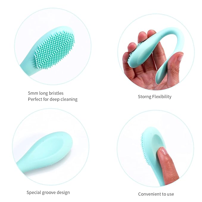MSQ Silicone Face Mask Brush, Soft Facial Cleansing Scrubber, 2 Pack Double-End Facial Mask Brush for Mud, Clay, Charcoal Mixed Mask, DIY, Skincare Applicator Tools (Pink)