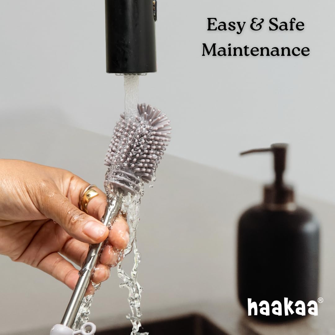 Haakaa Silicone Cleaning Brush – Household Cleaning Brushes for Bottles and Crevices – Food-Grade Silicone: Dishwasher Safe