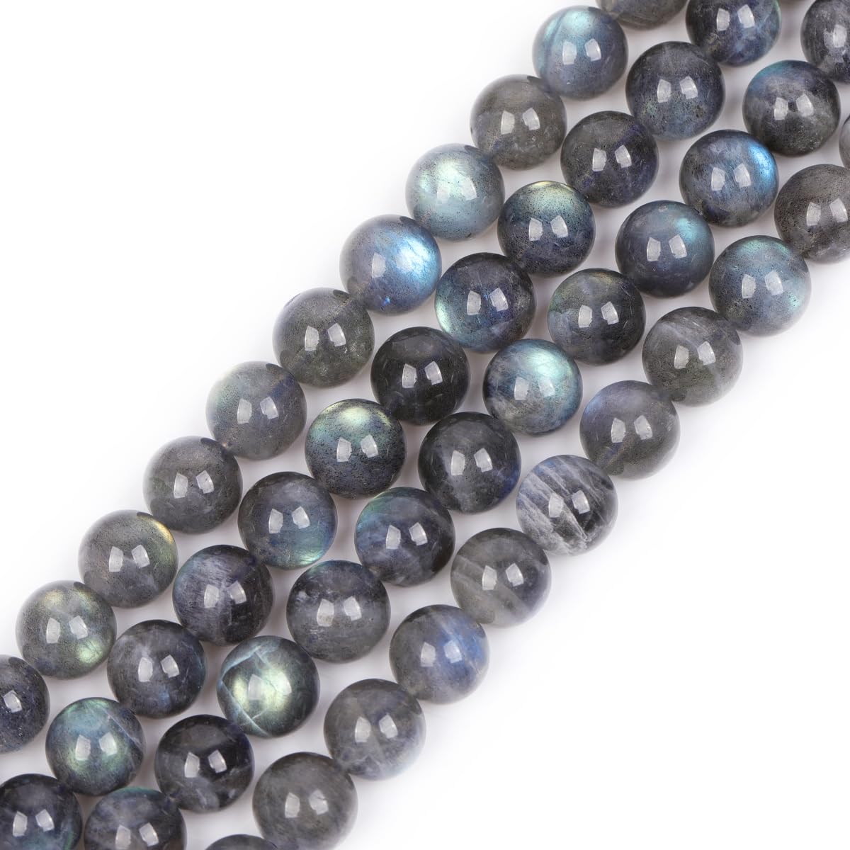 GEM-Inside Rainbow Flash Gray Labradorite Gemstone AAA Grade Natural 10mm Blue Crystal Energy Stone Power Beads for Jewelry Making 15"