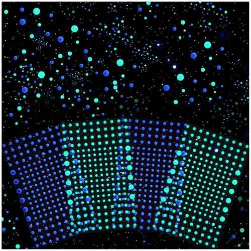 808 Pcs Glow in The Dark Stars for Ceiling, Glowing Stars Wall Decals, 3D Green and Blue Dots Starry Sky Shining Decor Stickers for Kids Bedding Room Birthday Gift Ceiling Decor