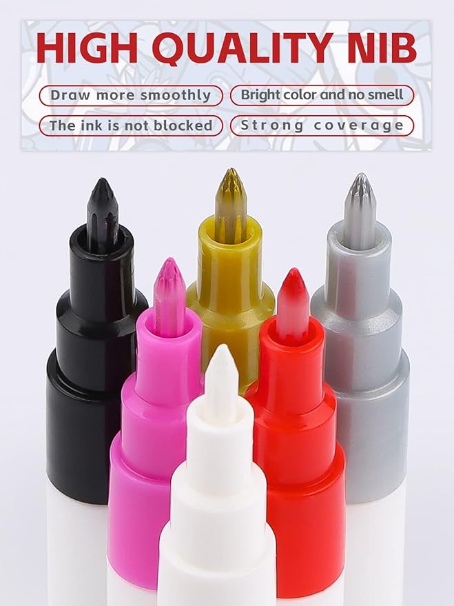 6 Color 3D Nail Art Pens Set, Kalolary Nail Point Graffiti Dotting Pen Drawing Painting Liner Brush for DIY Nail Art Beauty Adorn Manicure Tools (A)