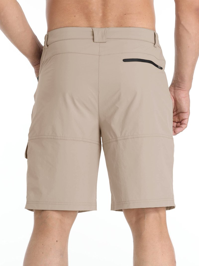TACVASEN Mens Casual Shorts 10" Hiking Travel Shorts Lightweight Quick Dry Summer Golf Dress Fishing Travel Zipper Pockets Light Khaki 38