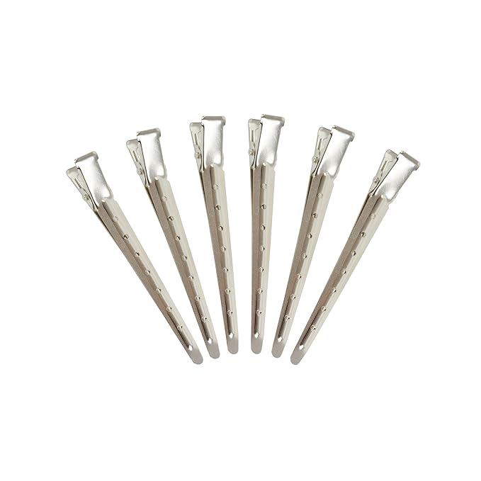 12 Pcs 3.54 Inches Duck Bill Clips Round-Head Clip Silver hair Clip with 7 Holes Metal Hair Clips for Hair Styling