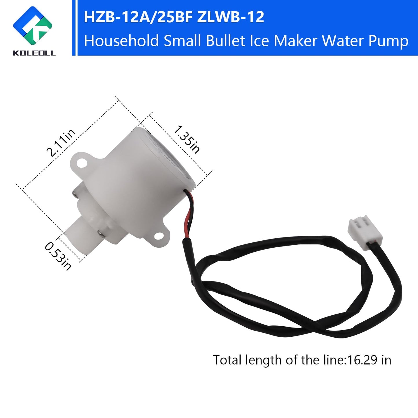 HZB-12A/25BF ZLWB-12 Household Small Bullet Ice Maker Water Pump Fits for HZB-13F, HZB-20F, HZB-20FA,HZB-25BF,HZB-50,HZB-50A, HZB-60, HZB-80, DC 12V 0.3A Ice Maker Machine