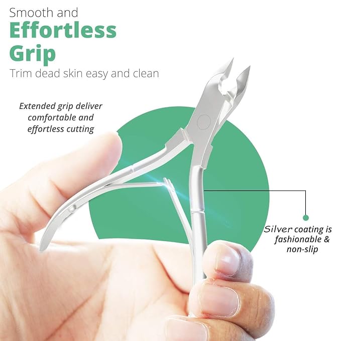 Professional Cuticle Trimmer Nail Cuticle Cutter Stainless Steel Cuticle Nippers with Sharp Blades of Cuticle Remover Clippers Manicure Tools Double Spring - Pedicure Nail Tools (Silver - 4 Pack)