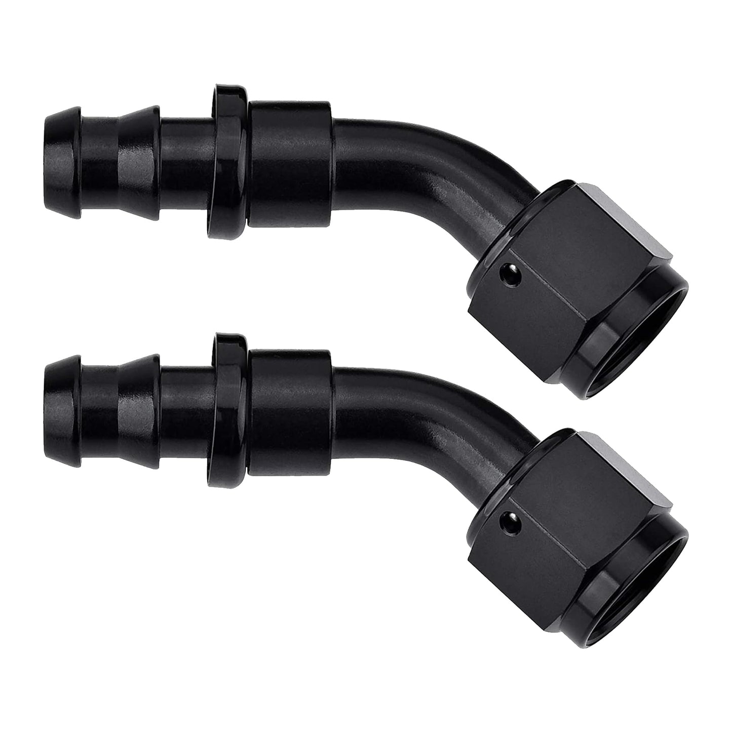 EVIL ENERGY 12AN 45 Degree Push Lock Hose Fitting End Black 2PCS