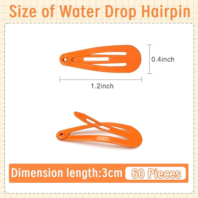 1Inch Snap Hair Clips, 60Pcs Small Clips for Little Girls, Baby Infant 3cm Hair Clips Barrettes for Toddlers Hair Accessories (Orange)