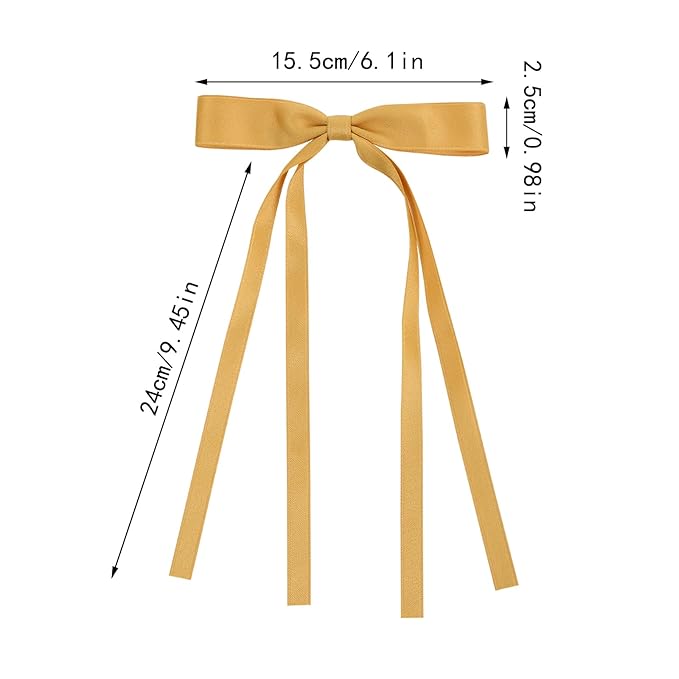 Hair Bows Clips Coquette Ribbon Bowknot with Long Tail Princess Hair Bows French Barrettes Hair Accessories for Women Girls 16PCS (Pink, Yellow, Cream, Aquamarine)