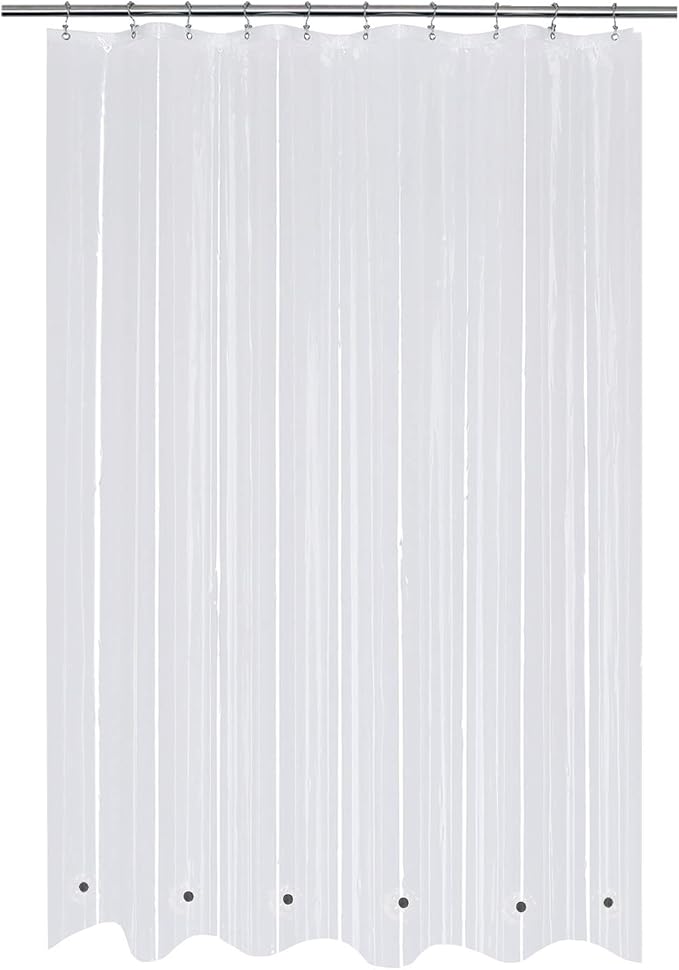 Mrs Awesome 60x72 Shower Curtain Liner with 6 Magnets Clear PEVA, 10 Hole Thick Plastic Shower Curtain for Bathroom, Waterproof, 60 x 72 inches, Clear