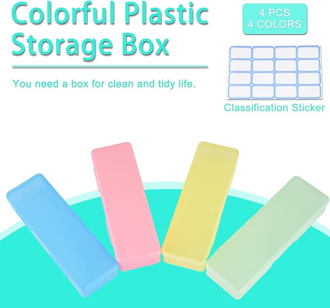 4-Piece Plastic Storage Box for Nail Tools - Multicolor Manicure & Pedicure Supply Organizer