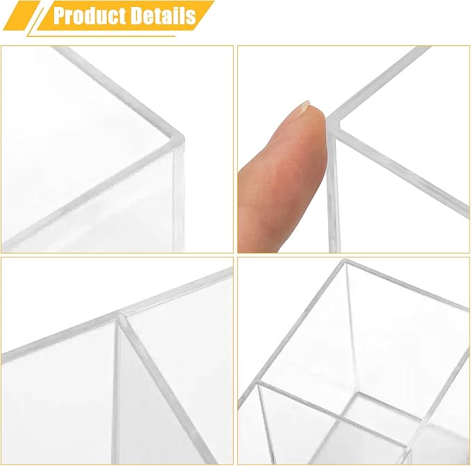 Cerpourt Clear Acrylic Makeup Brush Organizer,Multi-Purpose Cosmetic Brushes Storage Holder with 3 Slots,Pencil Pen Holder for Desk,Desk Organizer and Accessories for Vanity