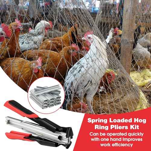 Dreyoo 2500 Pcs C Clips Hog Ring Pliers Kit, 3/4'' Hog Ring Nail, Fencing Plier Staple Gun Cage Clamp for Animal Pet Cages Fencing, Upholstery, Car Cushions, Meat and Sausage Casings