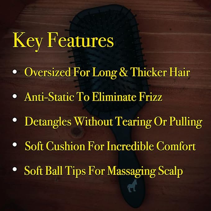 Pete & Pedro Paddle Detangle Hair Brush For Men & Women | Big Cushion Hairbrush Head for Blow-Drying, Detangling, Styling, Straightening & Smoothing Long/Thick/Curly/Wavy Hair | As Seen on Shark Tank