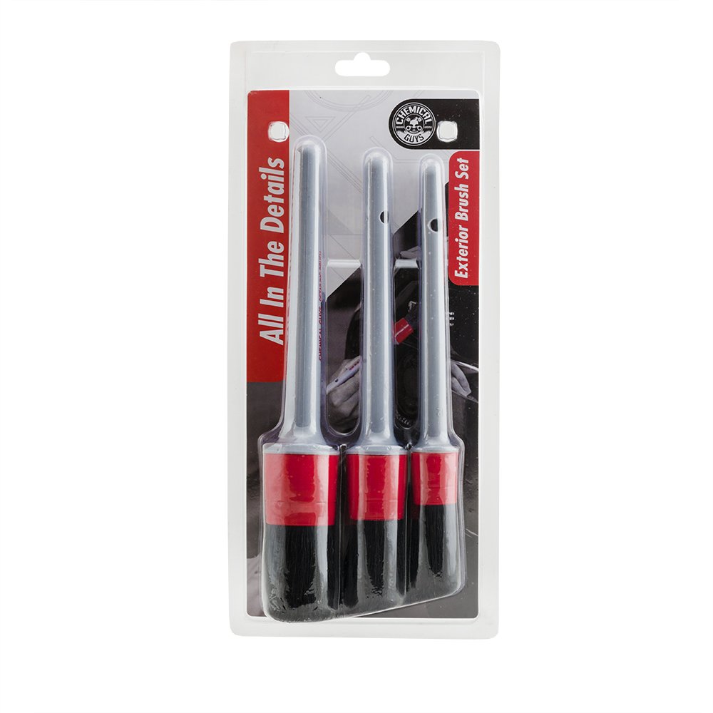 Chemical Guys All in the Details Exterior Detailing Brushes - 3-Piece Soft Scratch-Free Brushes for Wheels, Bumpers, Grilles, Badging & Tight Exterior Gaps on Cars, Trucks, SUVs & More