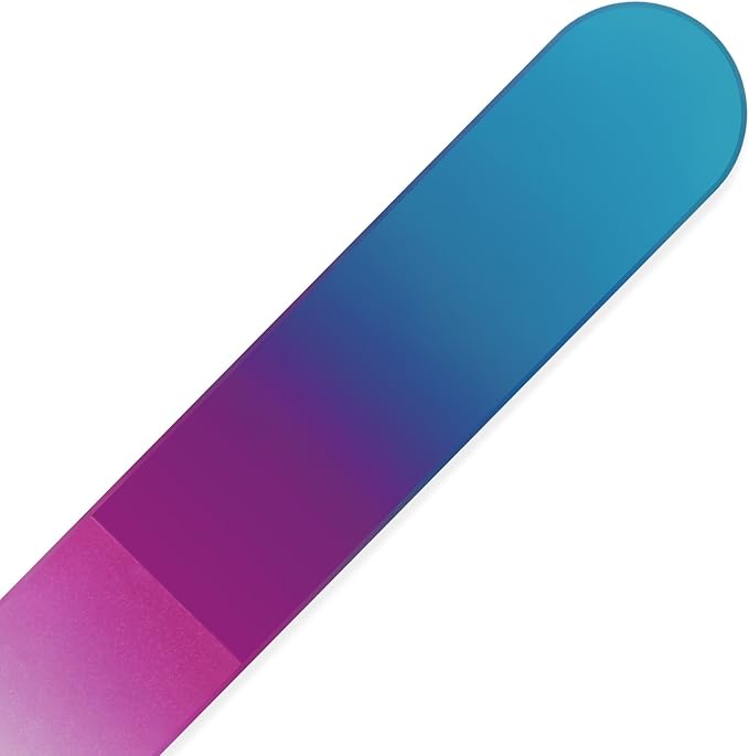 Mont Bleu Rainbow Nail File in Black Pouch - Handmade Birthday Gifts for Women - Genuine Czech Tempered Glass - Best Glass Nail File for Women