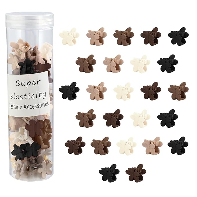 Hair Clip, 50Pcs Small Flower Claw Clips for Women Girls, Mini Matte Hair Clips with Strong Grip, Neutral Color, Hair Styling Accessories, Christmas Gifts