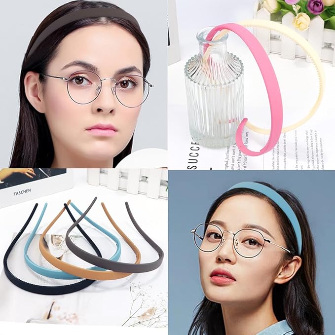 TOBATOBA Headbands for Glasses Wearers No Pressure No Headache Square Sunglasses Headband for Women Comfortable Plastic Hairbands with teeth, Womens Headbands Non Slip 6Pcs