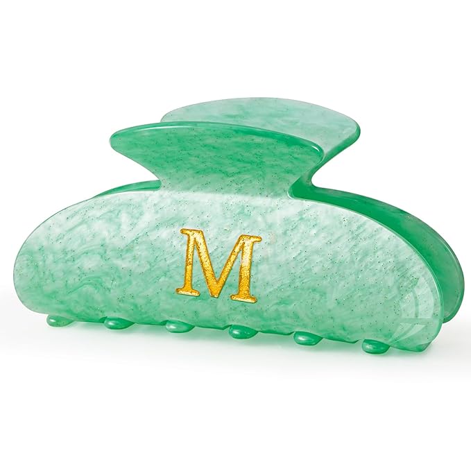 Hair Clips for Women | Monogram Hair Claw Hair Accessory | Personalized Gifts for Women Teen Girl Trendy Stuff | Cute Hair Claws | Gifts for Girls Her Mom Bridesmaid Wife - Green,M