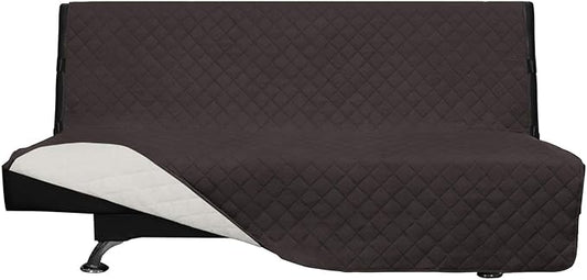 Easy-Going Futon Slipcover Reversible Sofa Cover Armless Couch Cover Water Resistant for Pets, Kids, Children, Dog, Cat (Chocolate/Ivory)