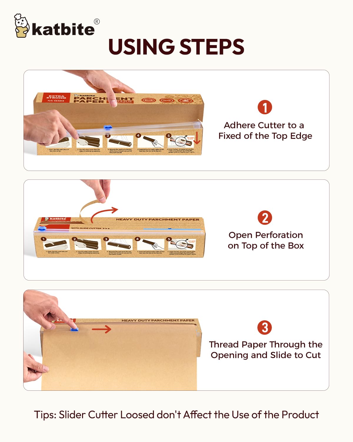 Unbleached Parchment Paper Roll for Baking 12in x 262ft, 260 Sq.Ft, Heavy Duty & Non-stick Baking Paper with Slide Cutter, Brown Parchment Paper for Cooking, Air Fryer, Steaming, Bread