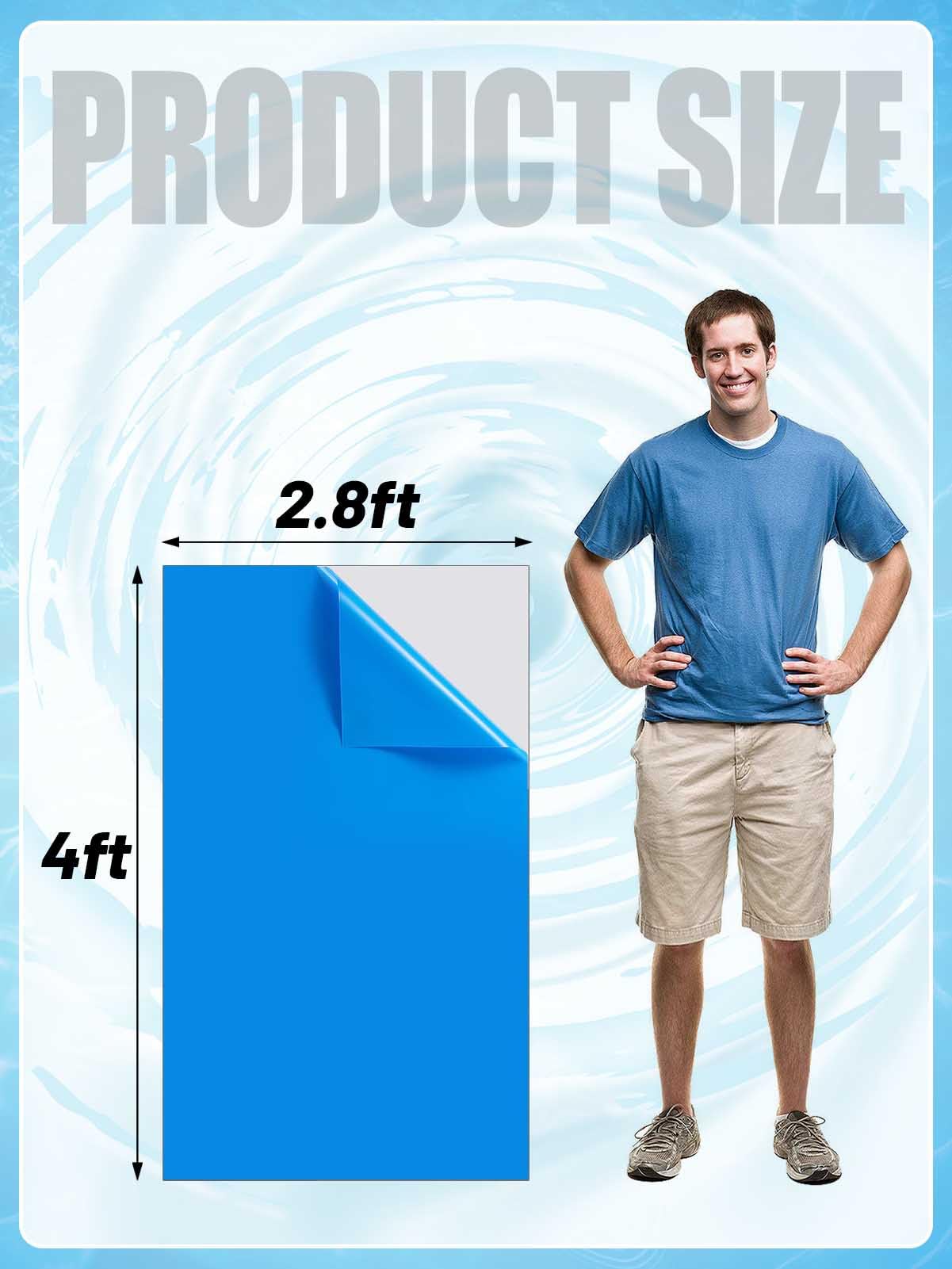 Aulock Exlarge Pool Liner Repair Patch - 4ft x 2.8ft Self-Adhesive PVC Vinyl Patch Kit for In-Ground or Above Ground Pools Inflatable Swimming Pools Boat Air Mattress, Light Blue