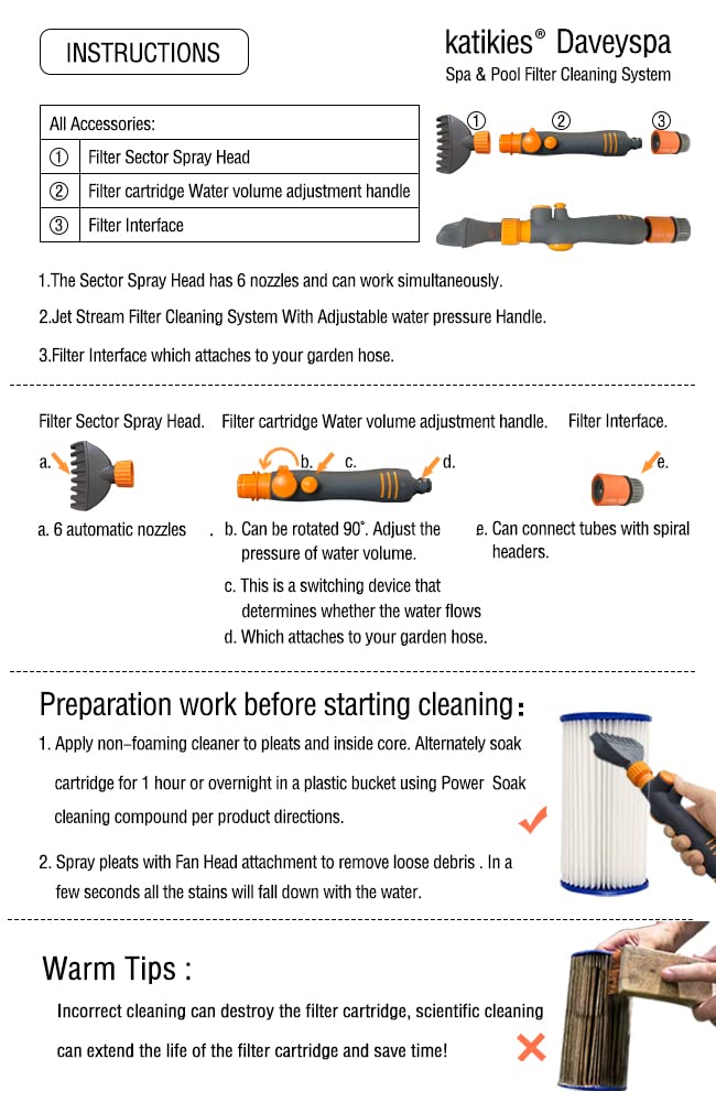 katikies Pool Cartridge Filter Cleaner Tool, Filter Cleaning Wand for Spa & Hot Tub