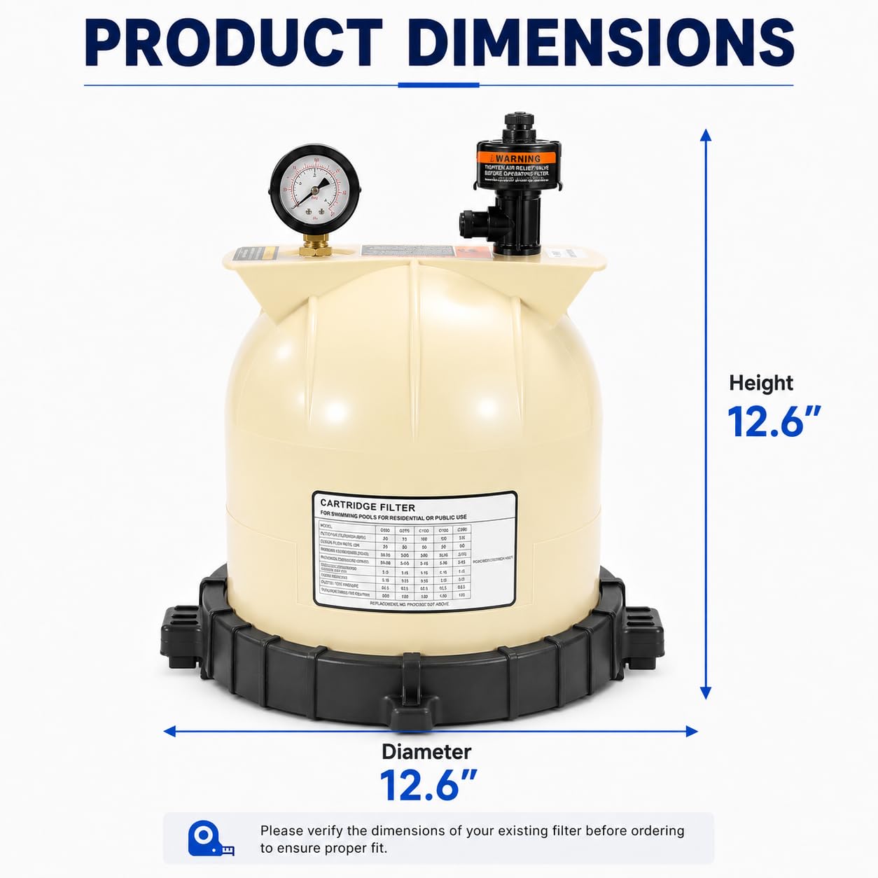 LOTMOVE Pool Filter Lid Assembly Kit Compatible with Pentair Clean & Clear CC75 CC150 CC200 Filters, Includes 178561 Lid, 190058 Pressure Gauge, 9820980 Air Relief Valve & 59052900 Lock Ring