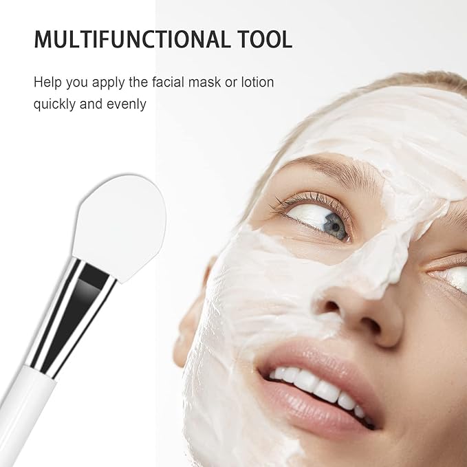 Facial Mask Application Brush, Soft Silicone Big Head Shape White Brush Head Cosmetic Tool for Body Lotion, Mud, Clay, Charcoal Mixed Mask