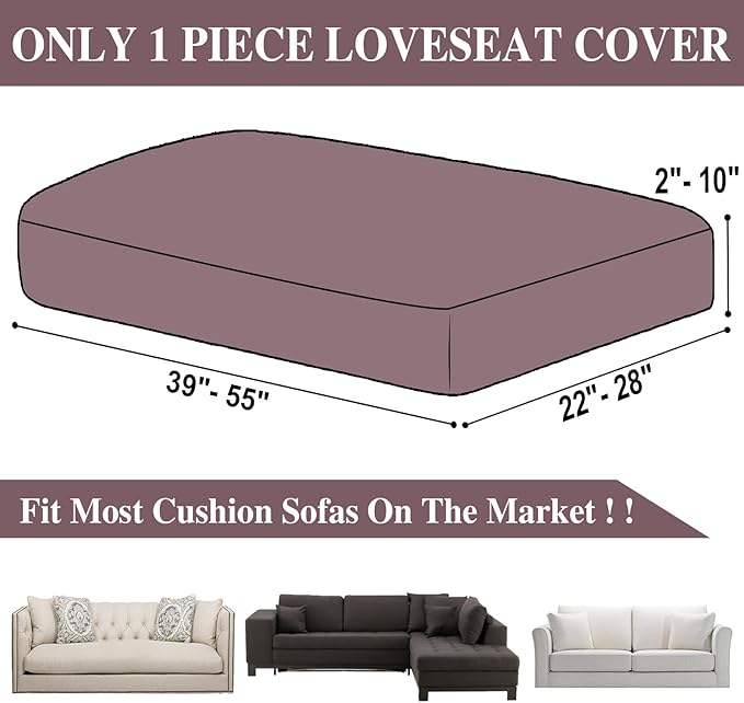 Couch Cushion Cover Loveseat Cover or 2 Seat Sofa Cover Washable Stretch Sectional Sofa Slipcover(1 Piece for Loveseat or Sofa 2-Seater, Brown)