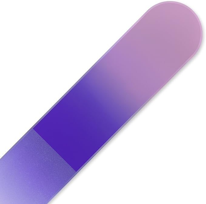 Mont Bleu Rainbow Crystal Nail File in Black Pouch - Small/Purse Size - Czech Tempered Glass - Handmade in Bohemia (Czech Republic)