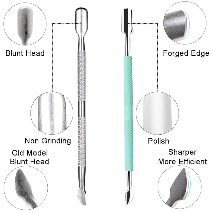Ejiubas Cuticle Trimmer with Cuticle Pusher Cuticle Nipper Professional Grade Stainless Steel Cuticle Remover Cutter Clipper Durable Pedicure Manicure Tools (Green)