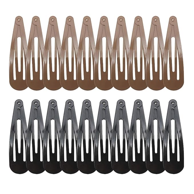 20 Pieces 2.7'' Big Size No Slip Metal Snap Hair Clips Women Barrettes Black Hair Pins (10 black 10 Brown)