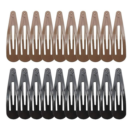 20 Pieces 2.7'' Big Size No Slip Metal Snap Hair Clips Women Barrettes Black Hair Pins (10 black 10 Brown)