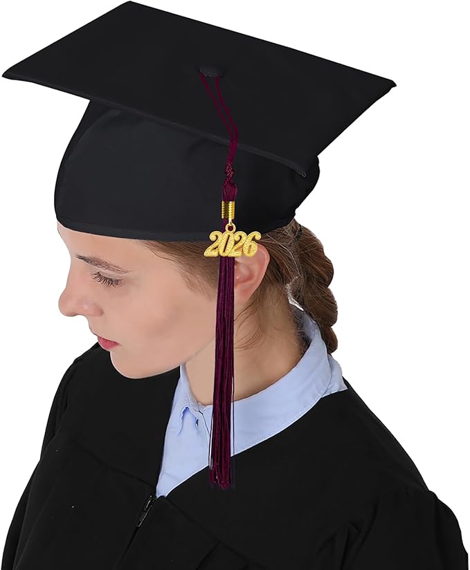 GraduationMall Matte Graduation Cap with 2026 Tassel for High School & Bachelor