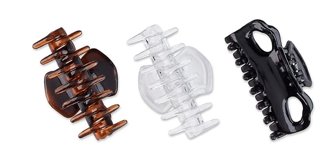 Scunci 2-Loop Jaw Clips, 6-CM Assorted Colors, 3-Count per Pack (1-Pack)