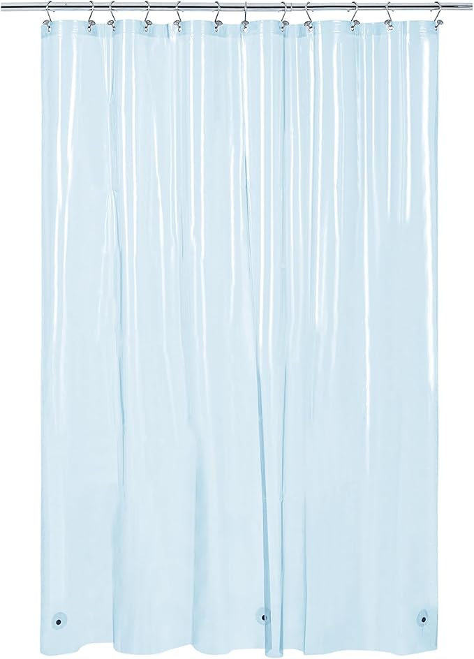 Barossa Design Extra Long Clear Blue Shower Curtain Liner with 3 Magnets - 72" x 84" XL, Waterproof PEVA Lightweight Shower Liner for Bathroom, PVC Free, Metal Grommets - Clear Blue, 72x84