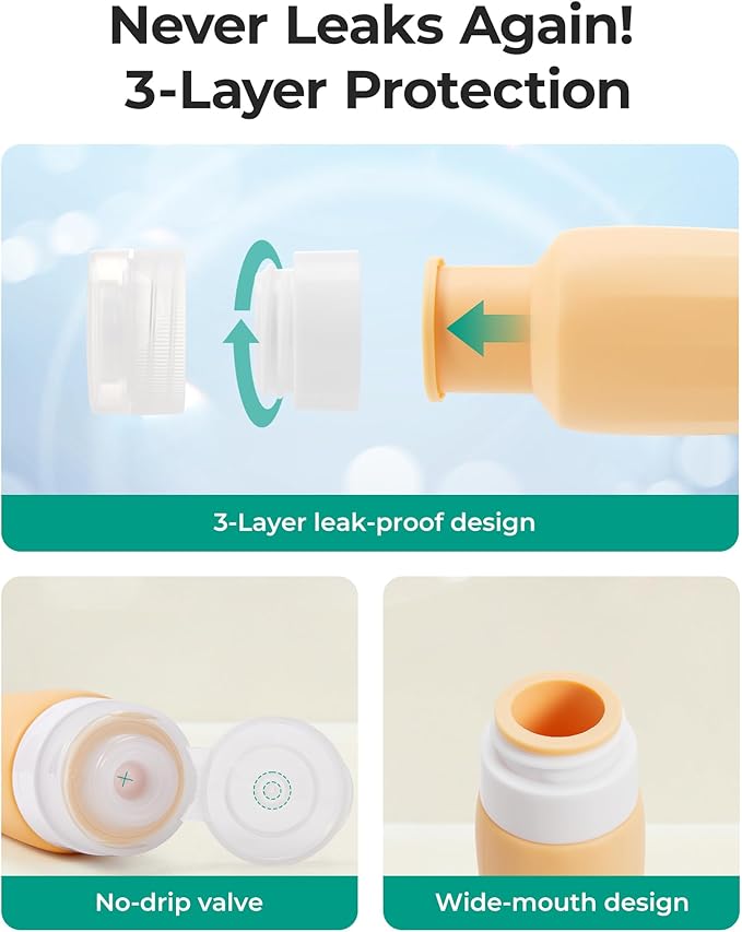 BAGSMART 18 Pack TSA Approved Travel Bottles for Toiletries, Leak Proof Silicone Travel Size Containers Bottles for Shampoo, Soft Pastel