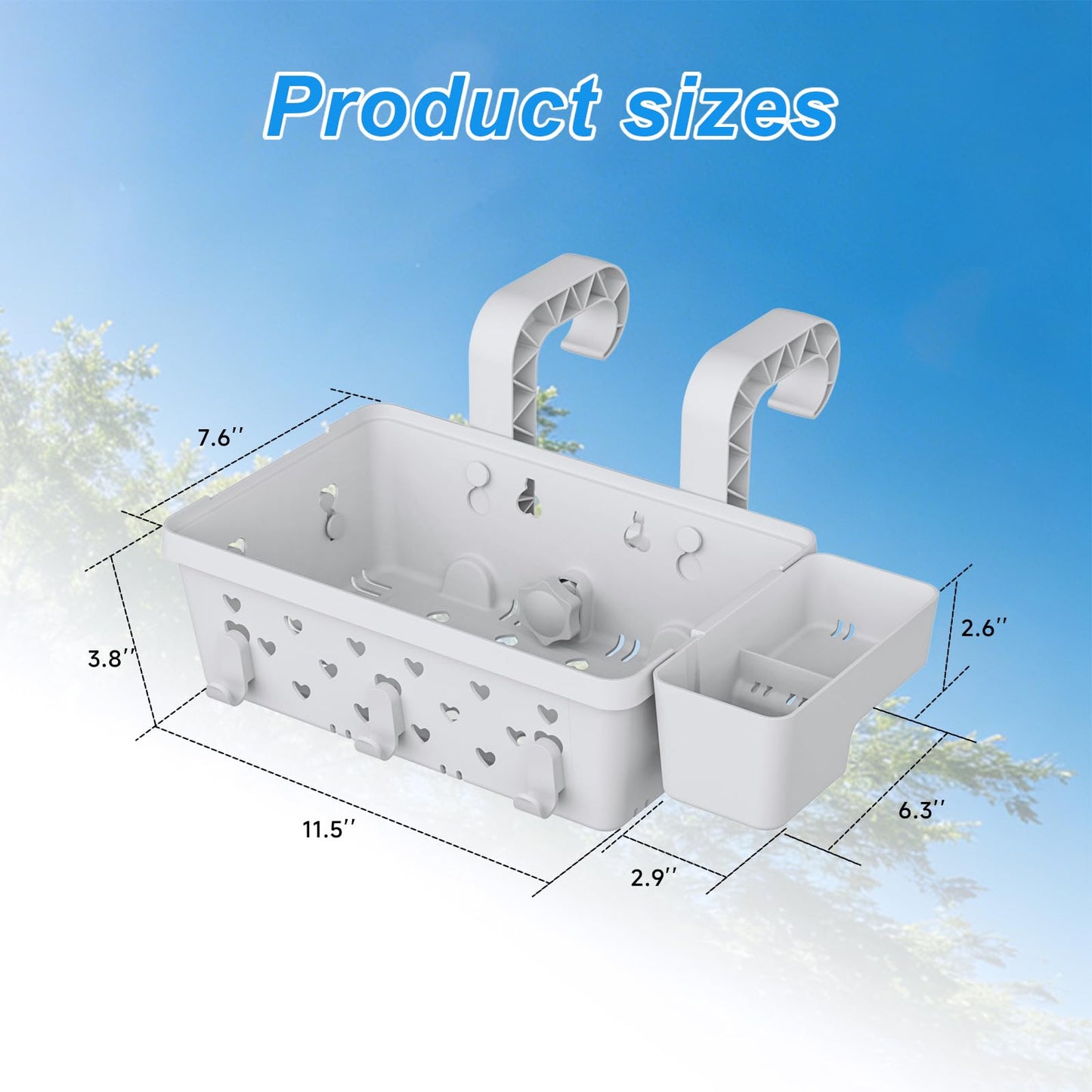IZCUZK 2 Pack Poolside Storage Basket for Above Ground Pool, Hanging Pool Storage Organizer with Cup Holder & Hooks, Pool Accessories Organizer for Towels, Goggles, Toys (Grey)