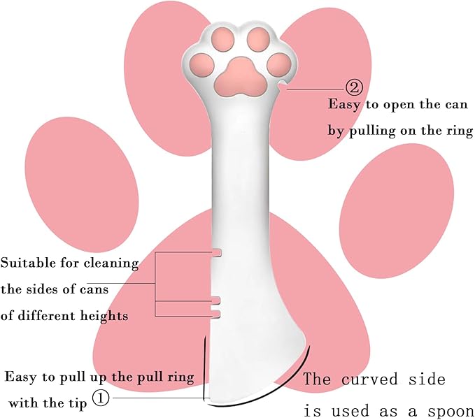 SJANE Cat Food Can Spoons & Can Lids | 4 Pcs | Multi-function Opener | Silicone Pet Food Covers | Stainless Steel Wet Food Spoon for Cats and Dogs(Pink)