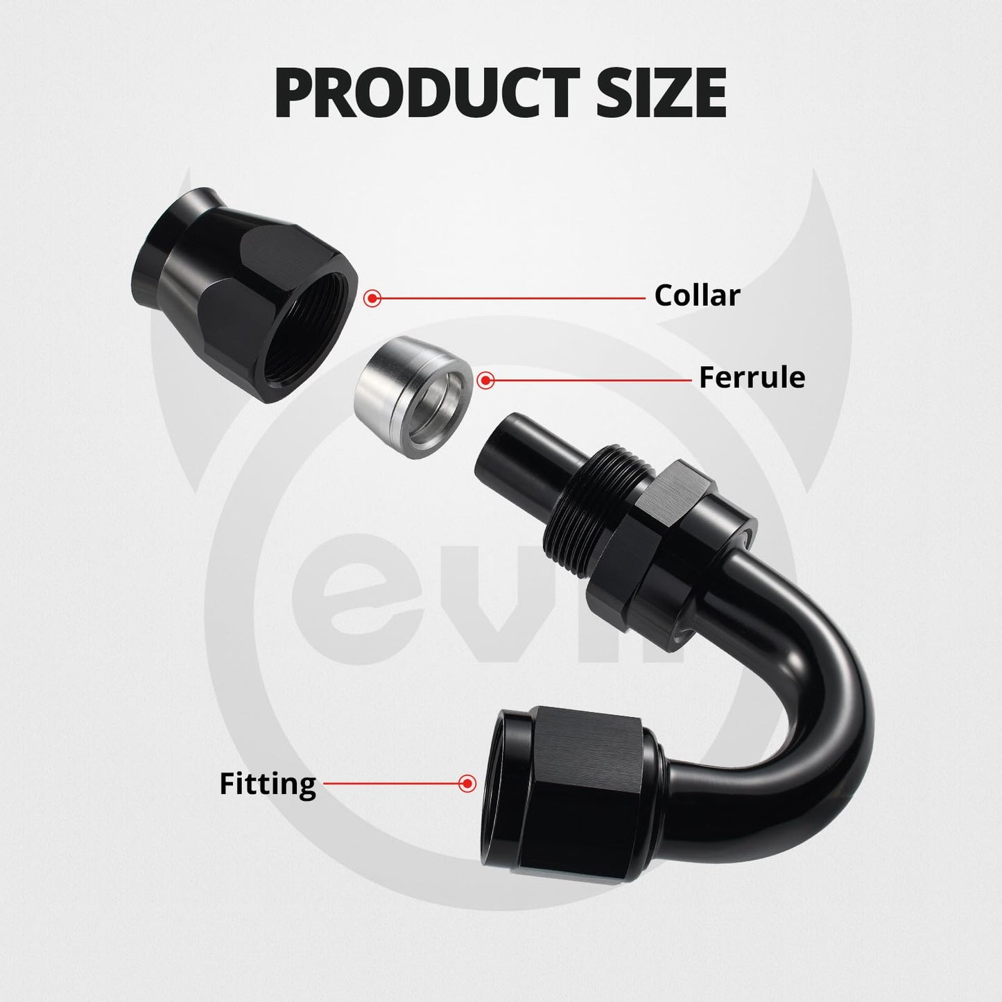 EVIL ENERGY 10AN PTFE Fitting Hose End Fitting 150 Degree Black for PTFE Hose Only 2PCS