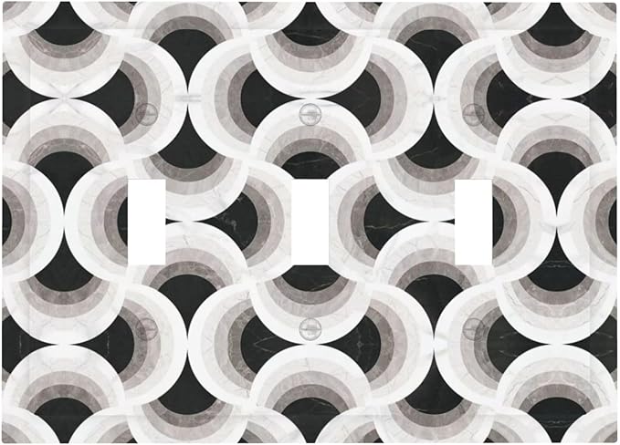 Bvtewkhz Black/White Art Marble 3 Gang Triple Toggle Decorative Light Switch Covers Electrical Faceplate Switch Plates for Bathroom Kitchen Home