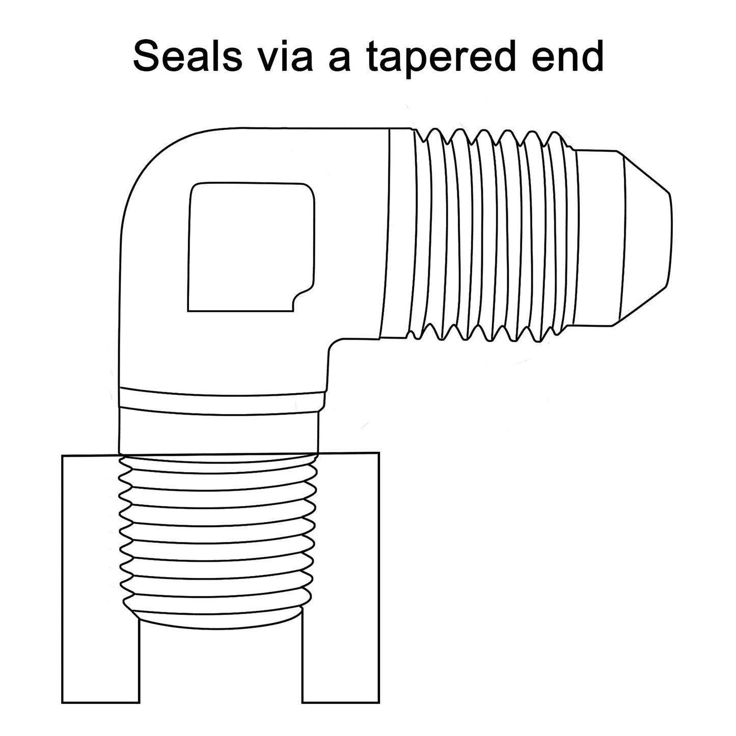 EVIL ENERGY 12AN Male Flare to 1/2" NPT Pipe 90 Degree Fitting Adapter Aluminum Black
