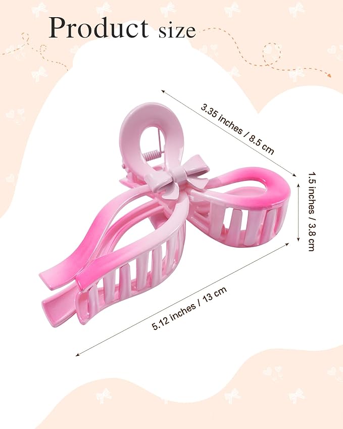 4 PCS Bow Hair Clips for Women Bow Claw Clip 5" Extra Large Hair Claw Clips for Thick and Long Hair Cute Bows Big Clip