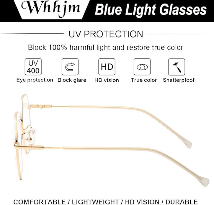 Polygon Blue Light Blocking Glasses for Women Men Retro Octagon Square Non-prescription Metal Frame Eyeglasses